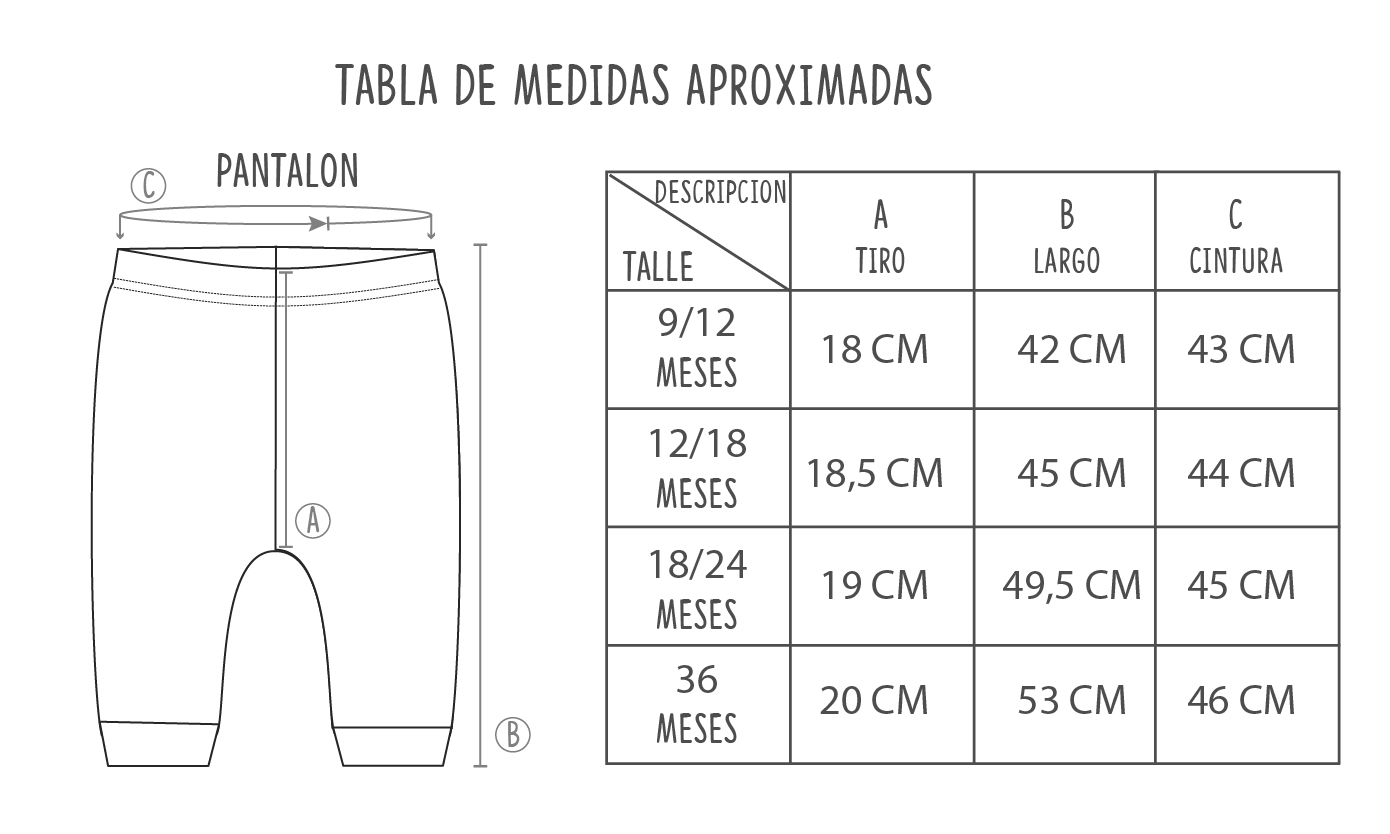 Tabla de talles temporada 2023 Yaby beb s